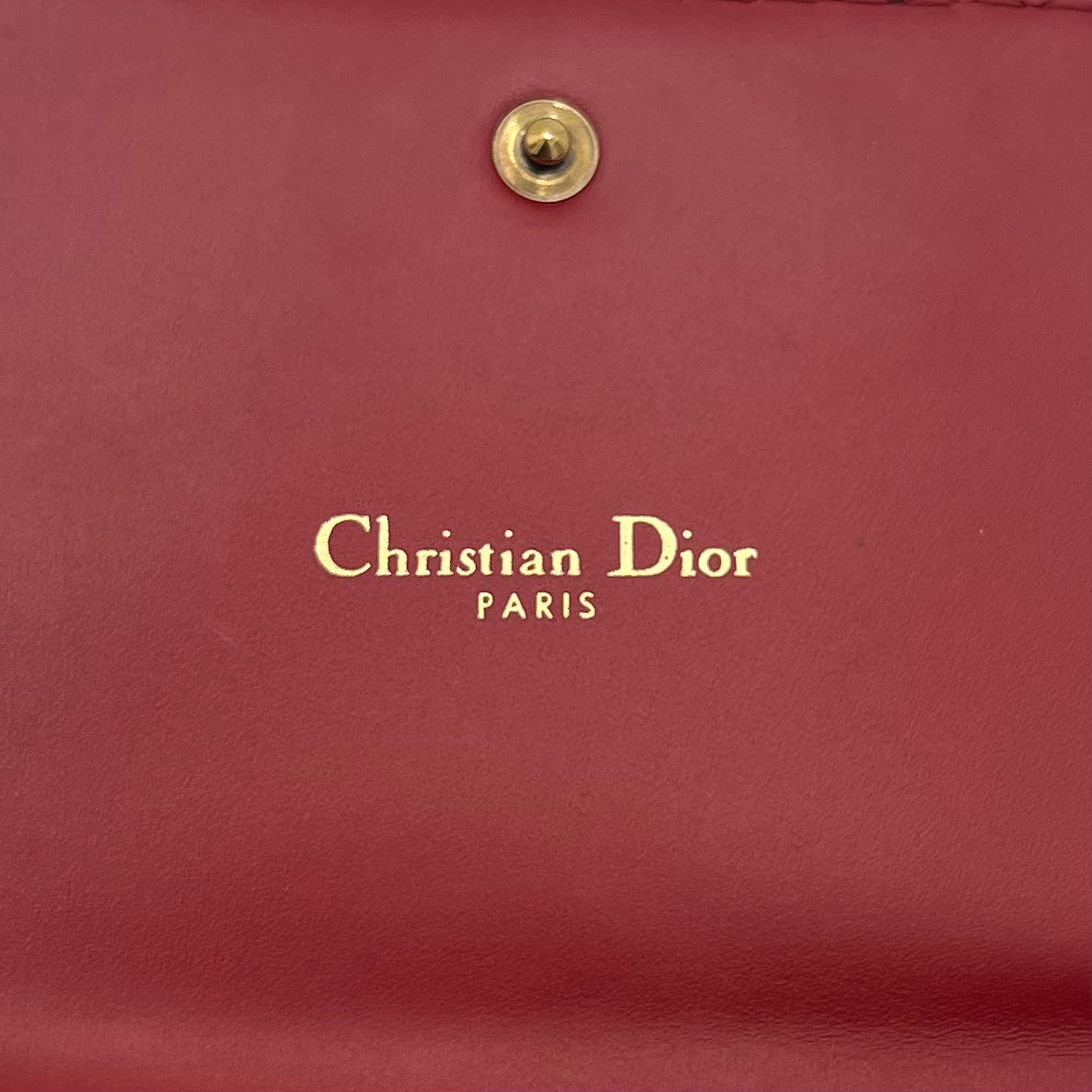 Chirstian Dior Red Leather D-Fence Short Compact Wallet