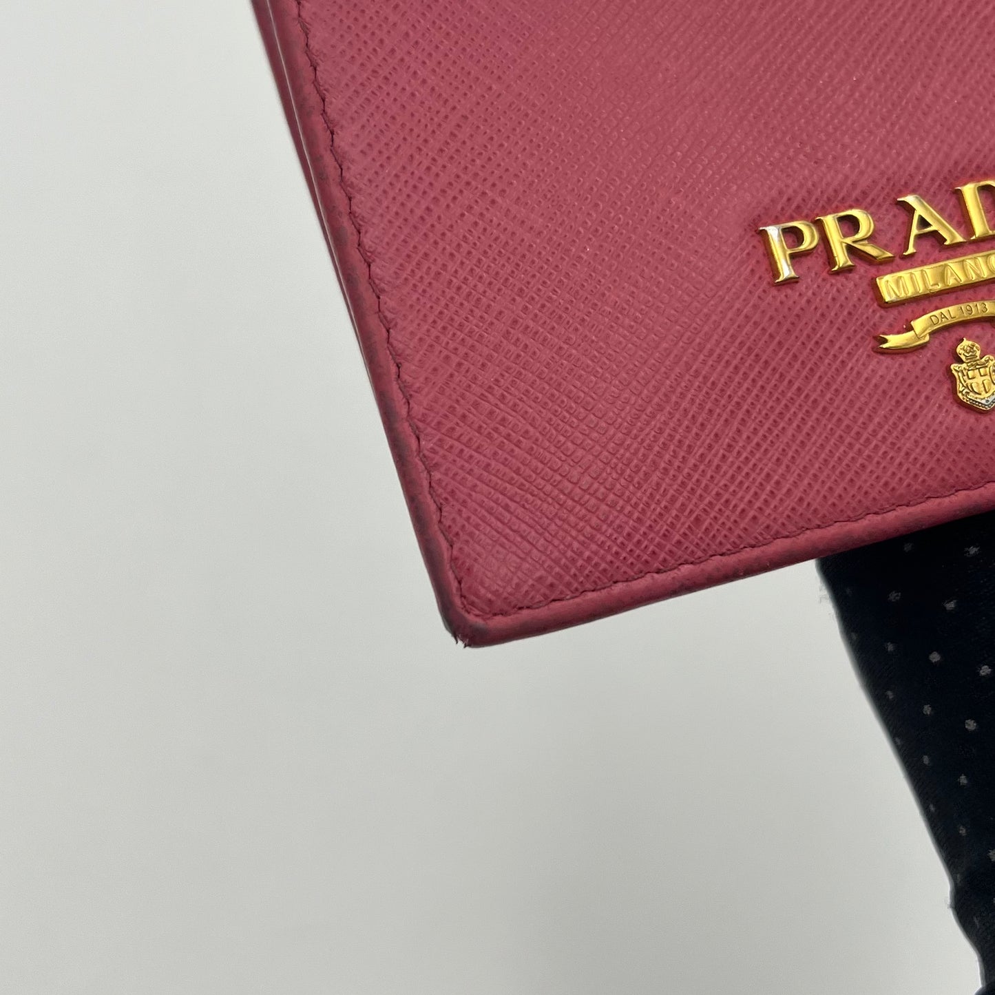 Prada Pink Saffiano Full Flap Bifold Short Wallet GHW