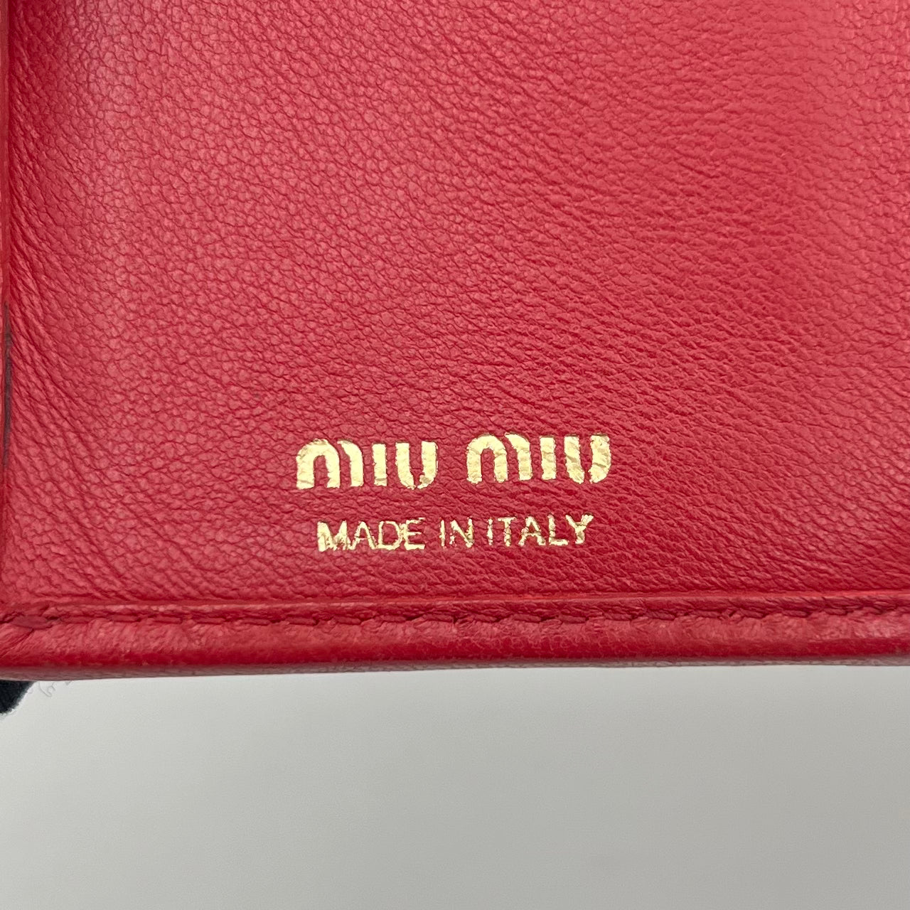 Miu Miu Red Black Frilled Leather Medium Compact Wallet GHW