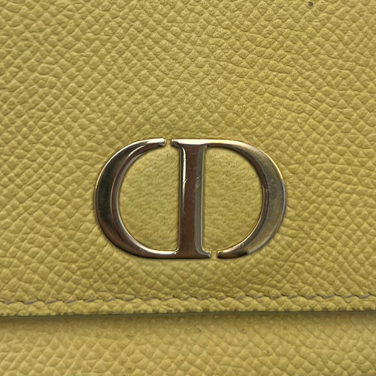 Christian Dior Light Yellow Grained Calfskin 30 Montaigne Lotus Compact Wallet