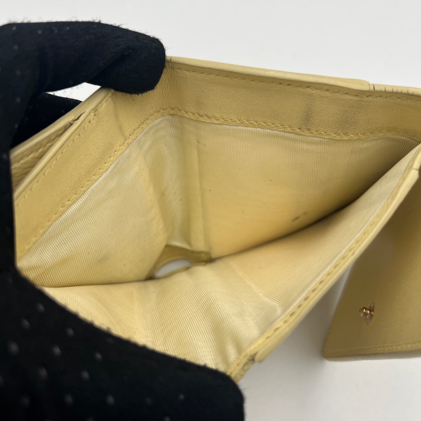 Christian Dior Light Yellow Grained Calfskin 30 Montaigne Lotus Compact Wallet