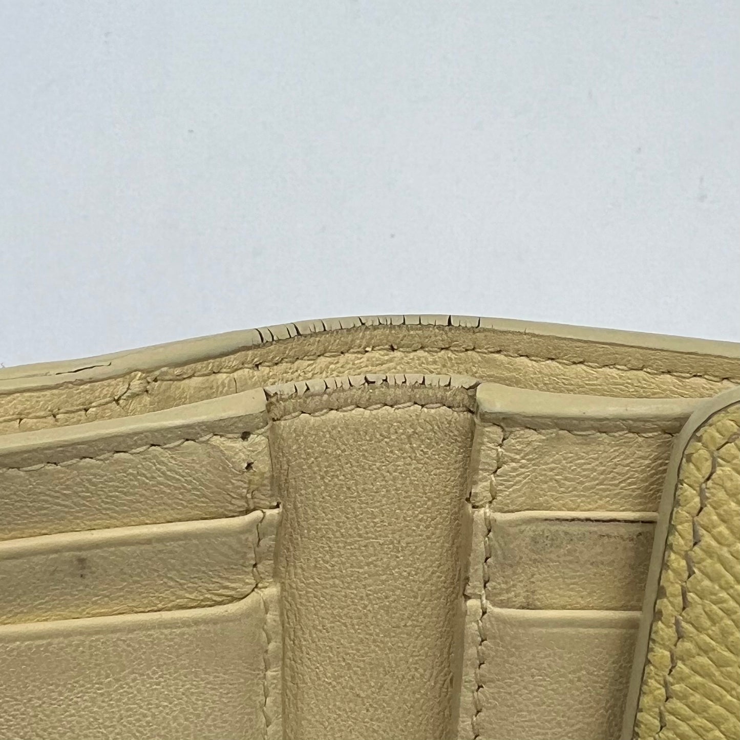 Christian Dior Light Yellow Grained Calfskin 30 Montaigne Lotus Compact Wallet