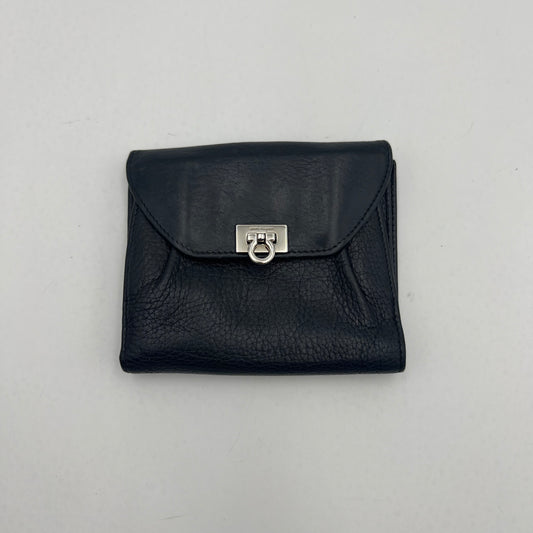 Salvatore Ferragamo Black Leather Gancini Short Bifold Wallet SHW