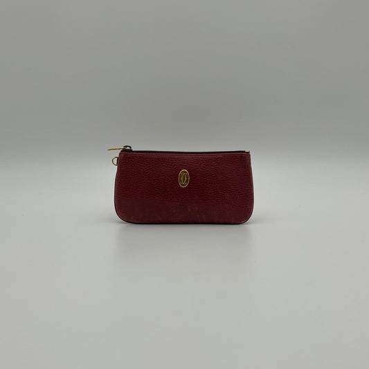 Cartier Paris Burgundy Leather Zip Pouch