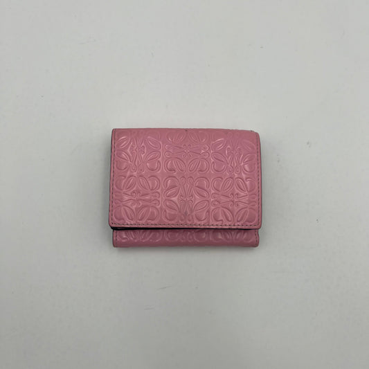 Loewe Pink Anagram Leather Trifold Short Compact Wallet