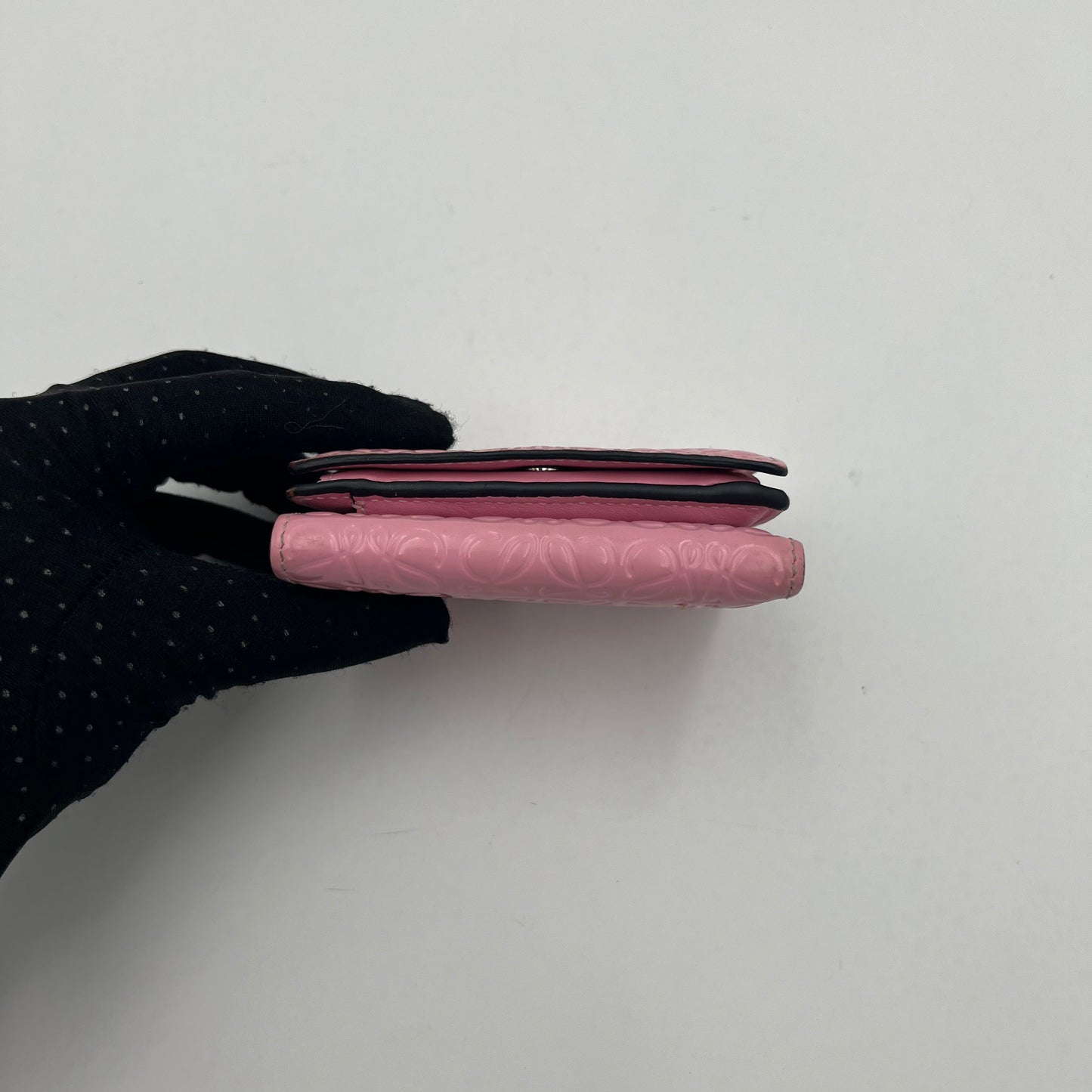 Loewe Pink Anagram Leather Trifold Short Compact Wallet