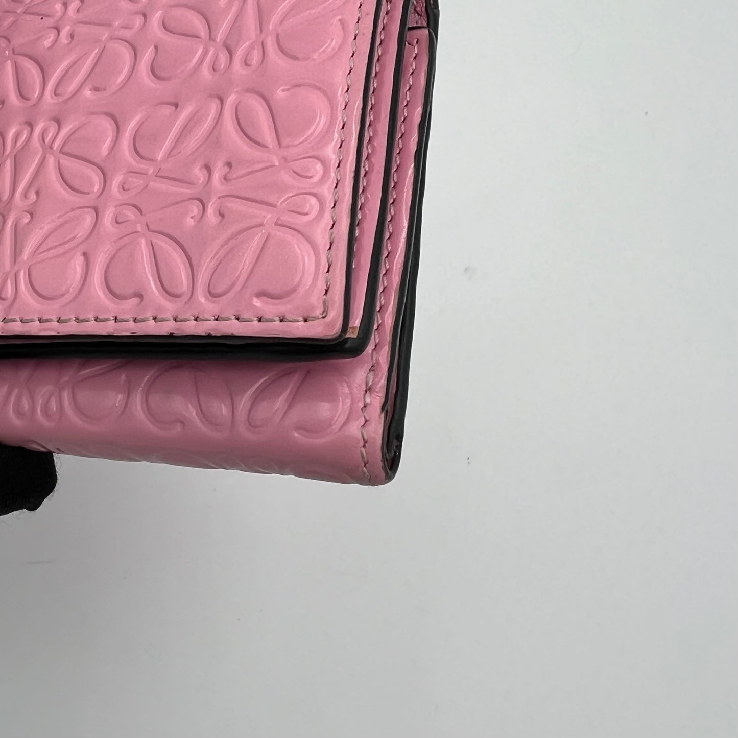 Loewe Pink Anagram Leather Trifold Short Compact Wallet