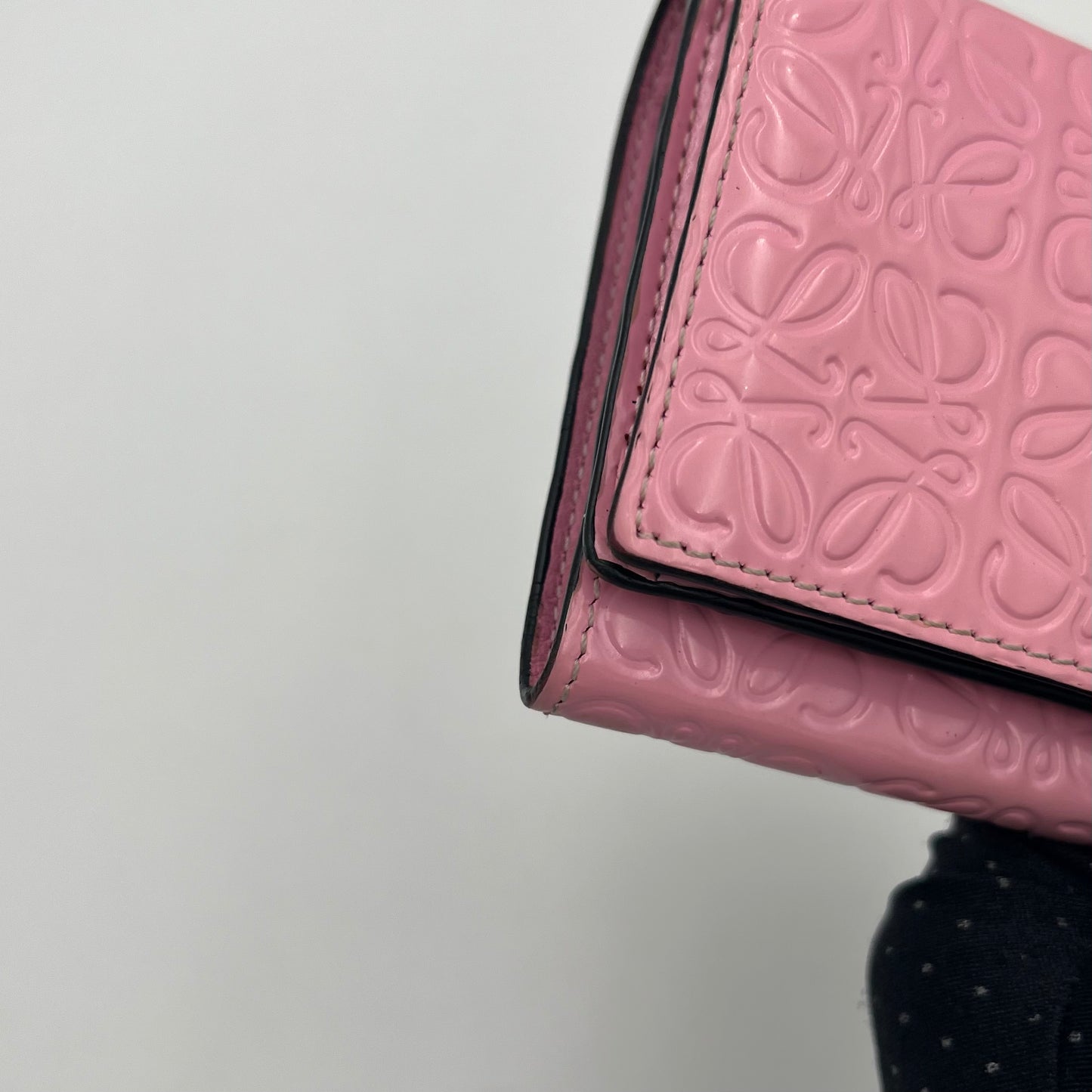 Loewe Pink Anagram Leather Trifold Short Compact Wallet