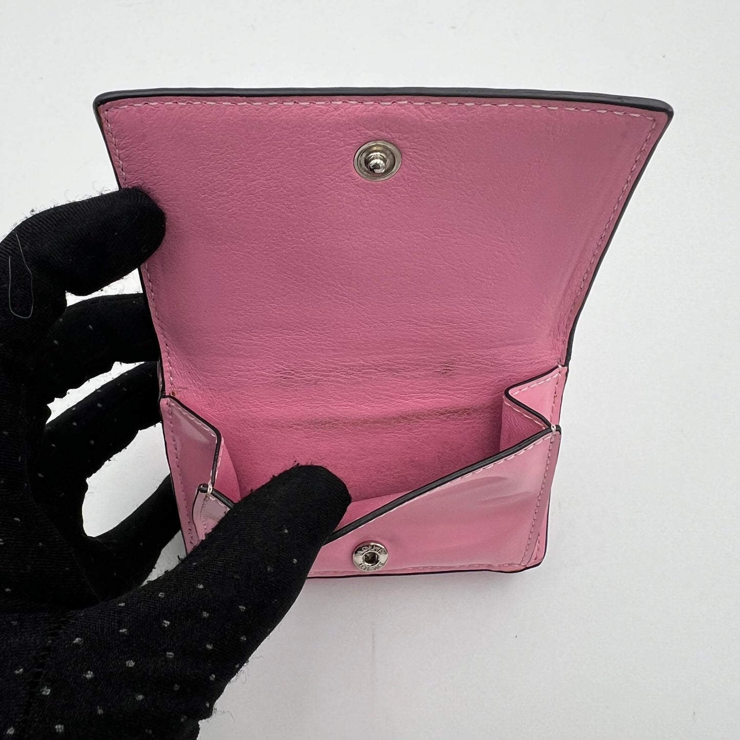Loewe Pink Anagram Leather Trifold Short Compact Wallet