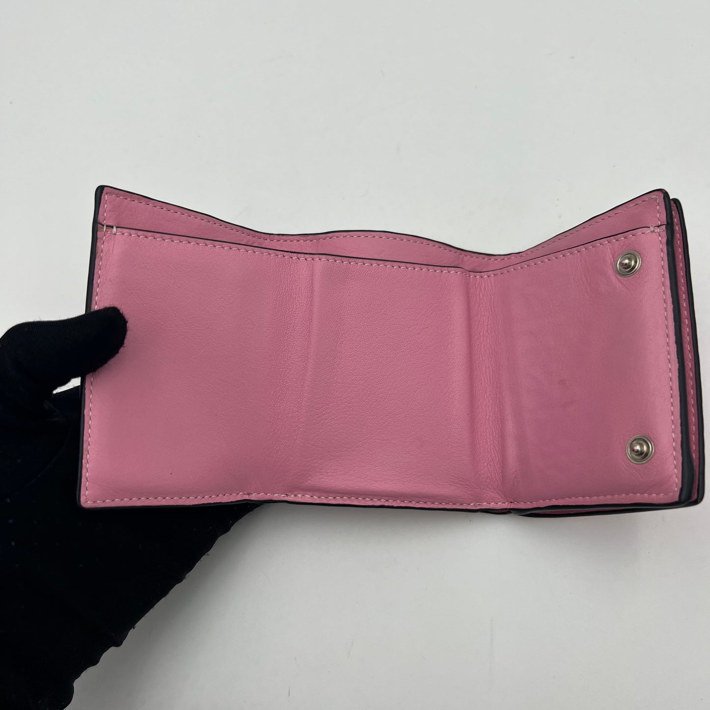 Loewe Pink Anagram Leather Trifold Short Compact Wallet