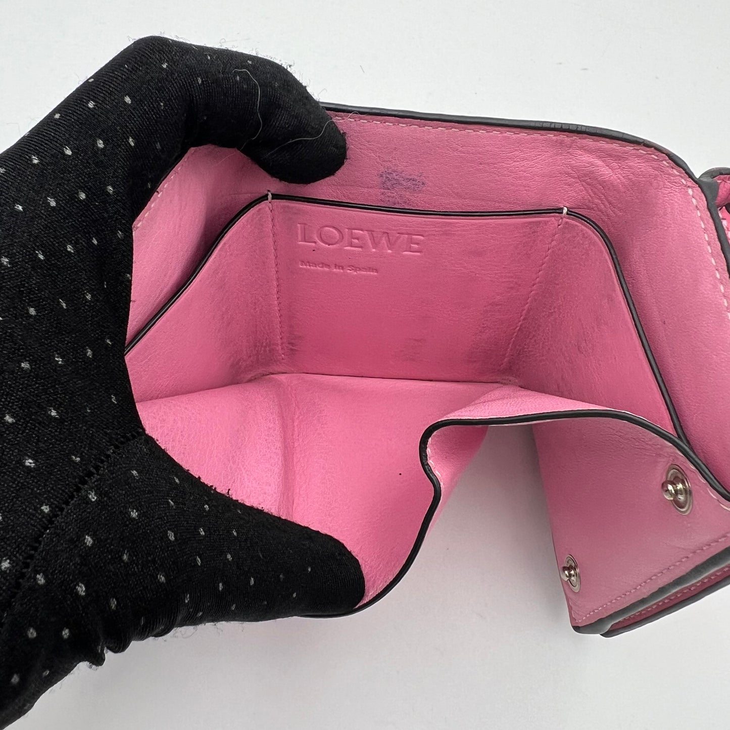 Loewe Pink Anagram Leather Trifold Short Compact Wallet