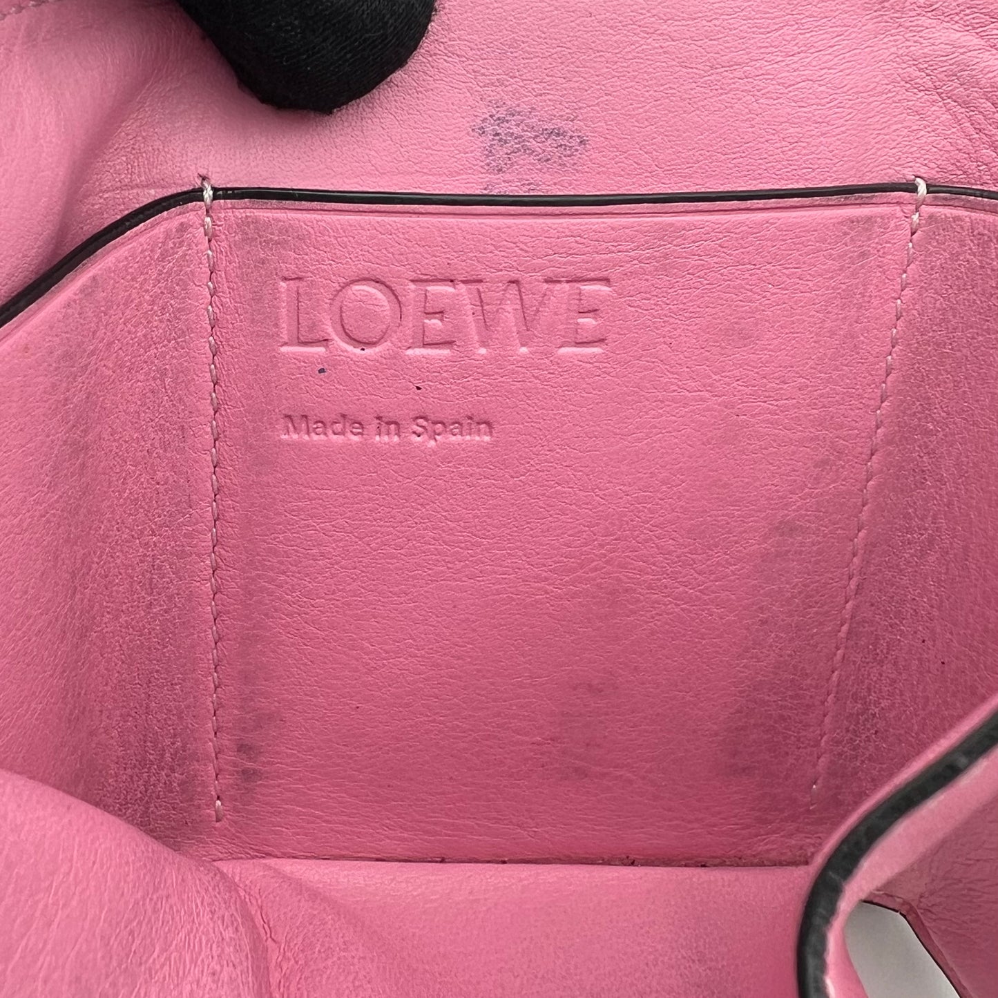 Loewe Pink Anagram Leather Trifold Short Compact Wallet