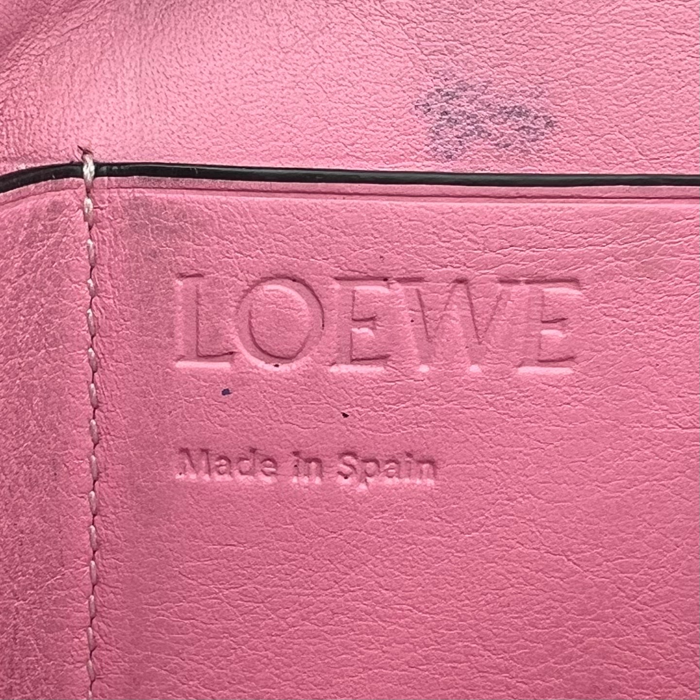 Loewe Pink Anagram Leather Trifold Short Compact Wallet