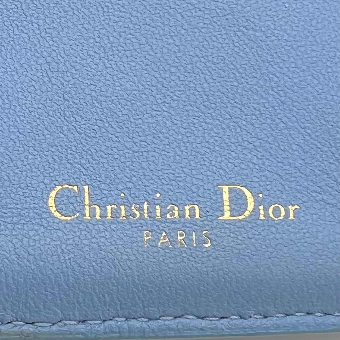 Christian Dior Cloud Blue Grained Calfskin 30 Montaigne Lotus Short Wallet