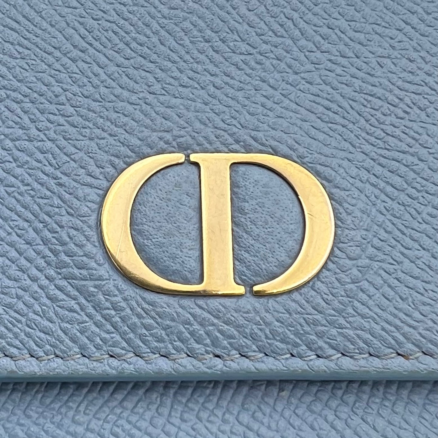 Christian Dior Cloud Blue Grained Calfskin 30 Montaigne Lotus Short Wallet