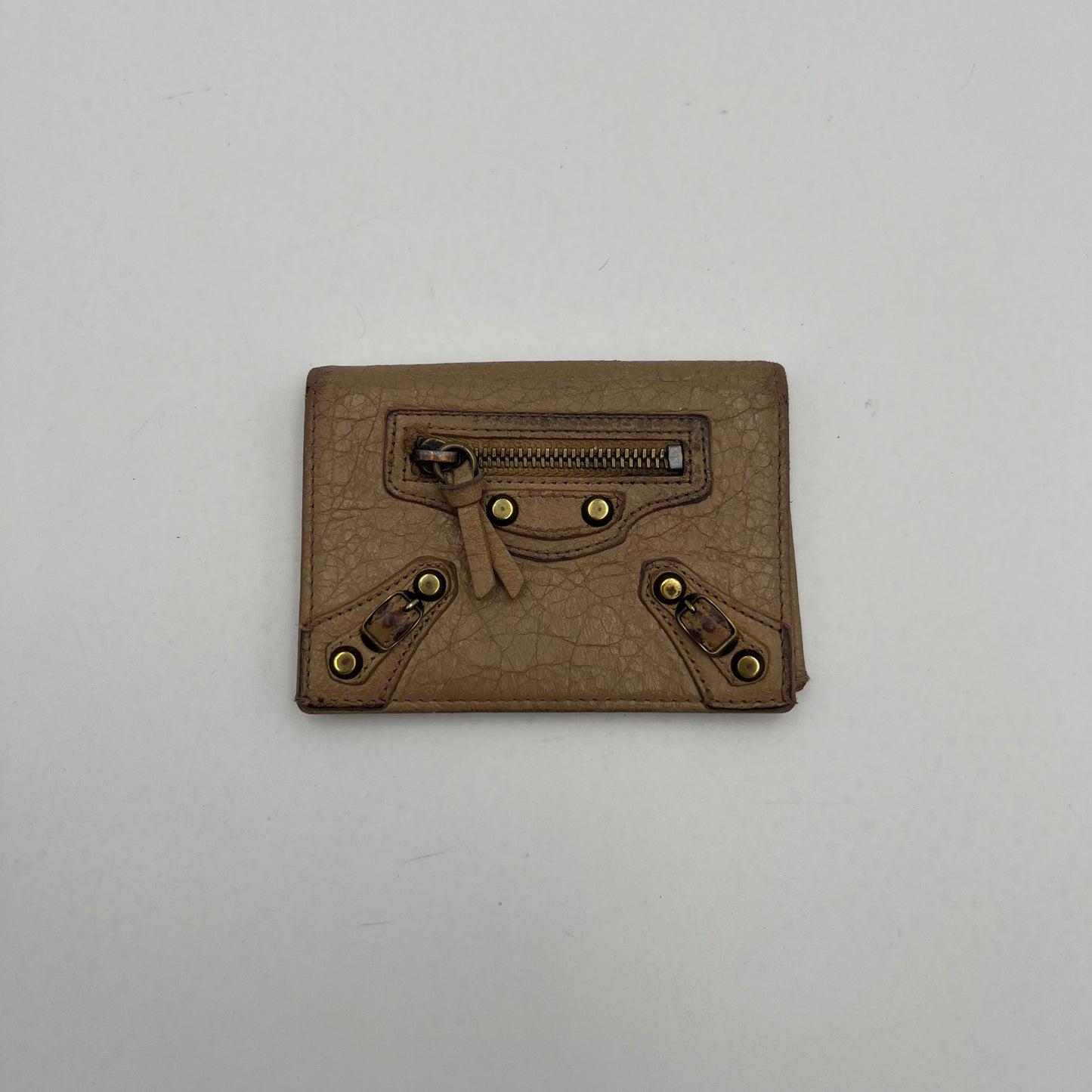 Balenciage Beige Leather Classic Bifold Flap Card Holder