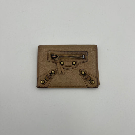Balenciage Beige Leather Classic Bifold Flap Card Holder