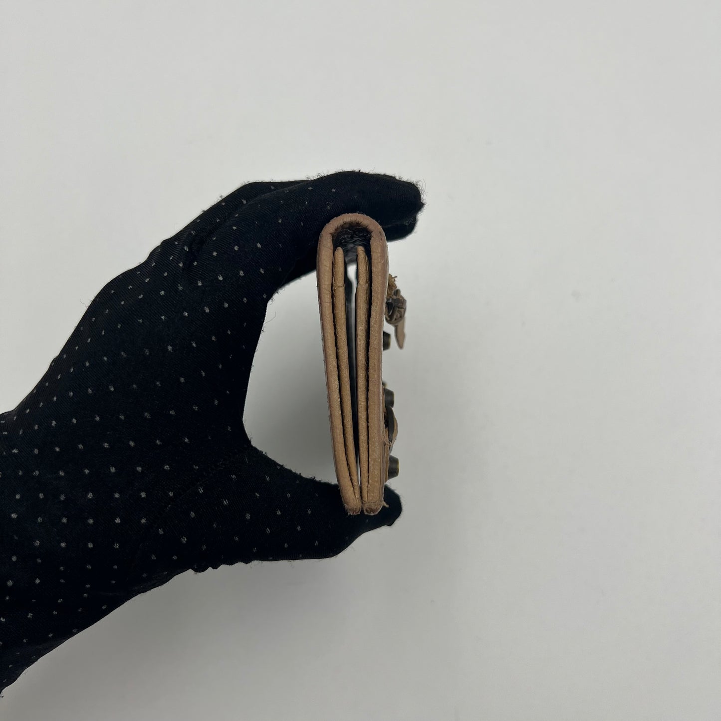 Balenciage Beige Leather Classic Bifold Flap Card Holder