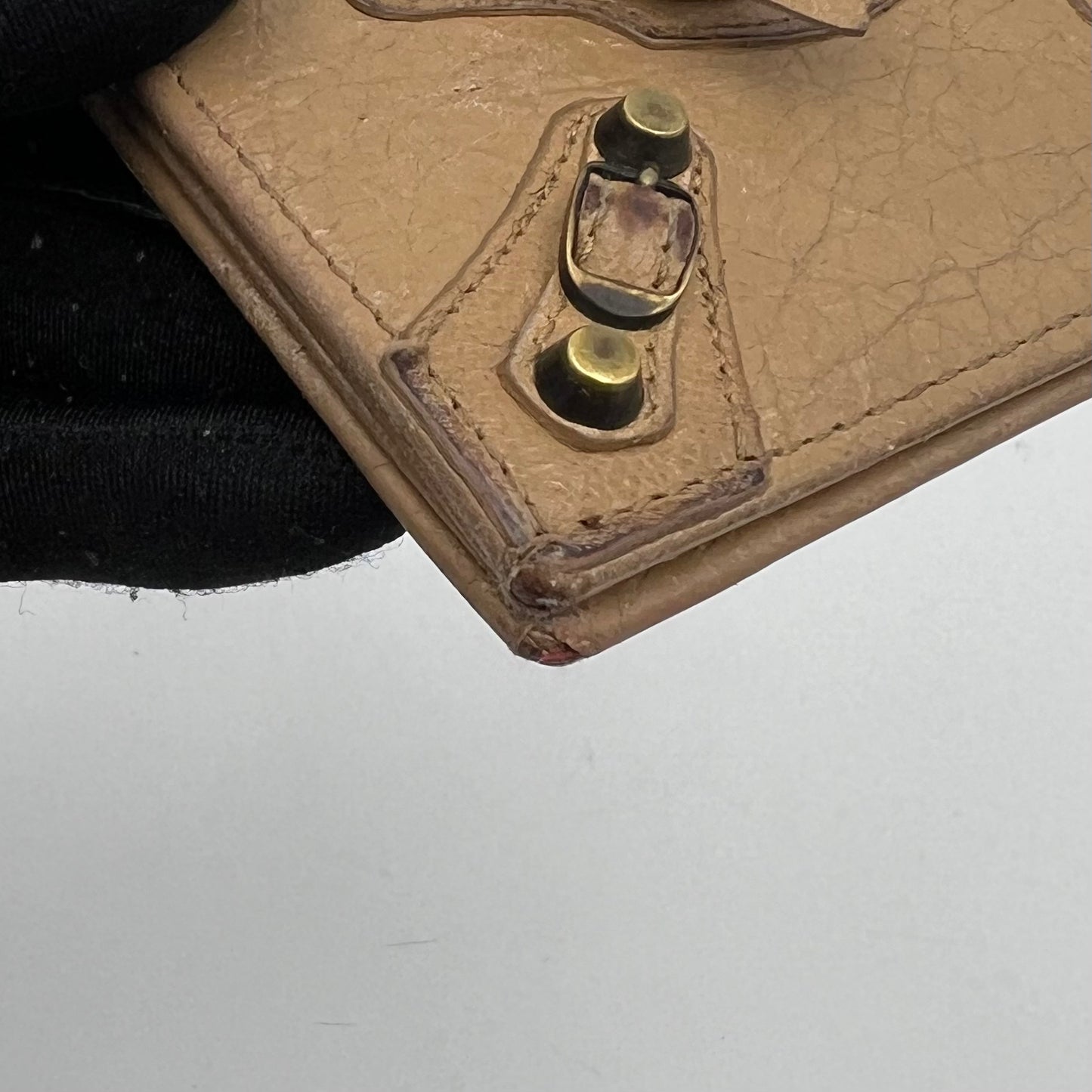 Balenciage Beige Leather Classic Bifold Flap Card Holder