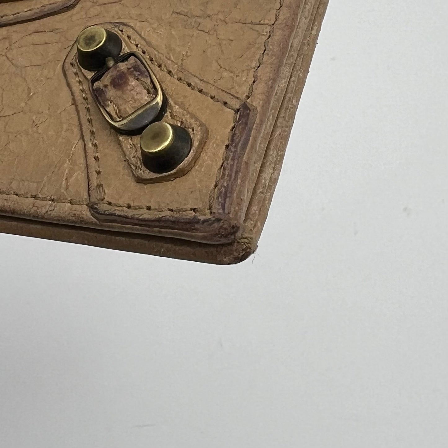 Balenciage Beige Leather Classic Bifold Flap Card Holder