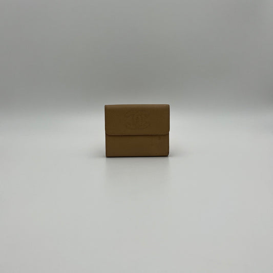 Chanel Beige Caviar CC Compact Wallet