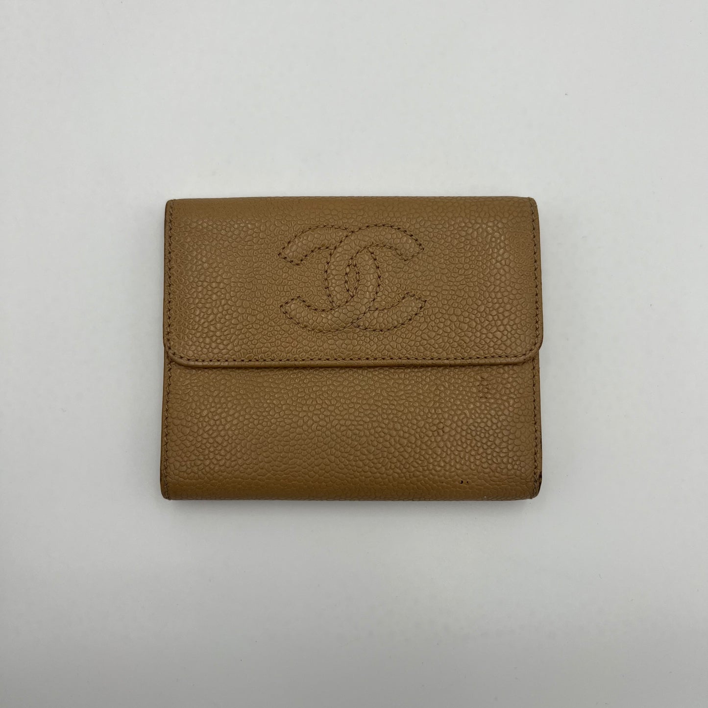 Chanel Beige Caviar CC Compact Wallet