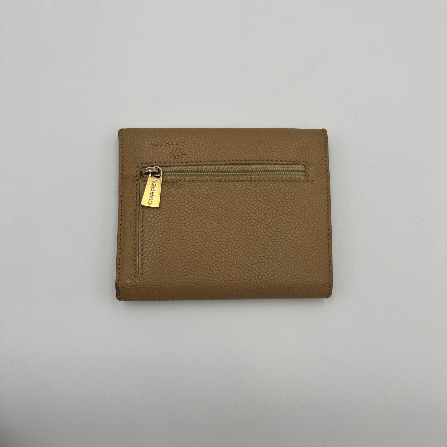 Chanel Beige Caviar CC Compact Wallet