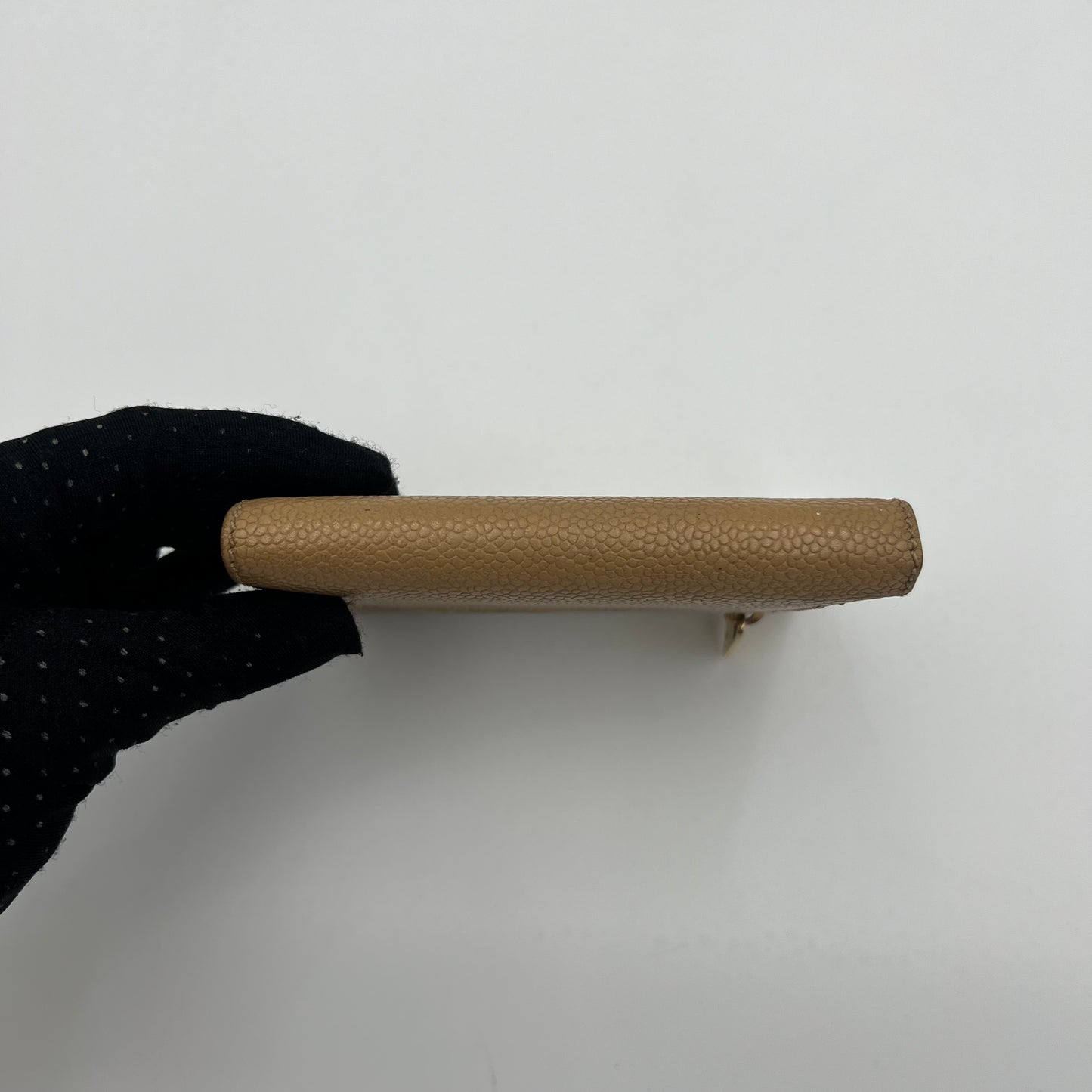 Chanel Beige Caviar CC Compact Wallet
