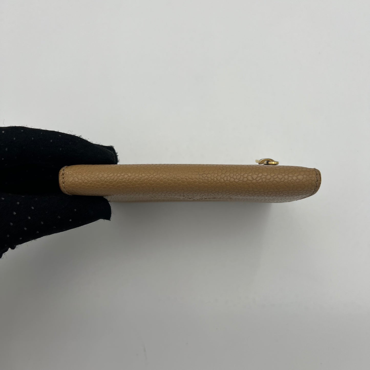 Chanel Beige Caviar CC Compact Wallet