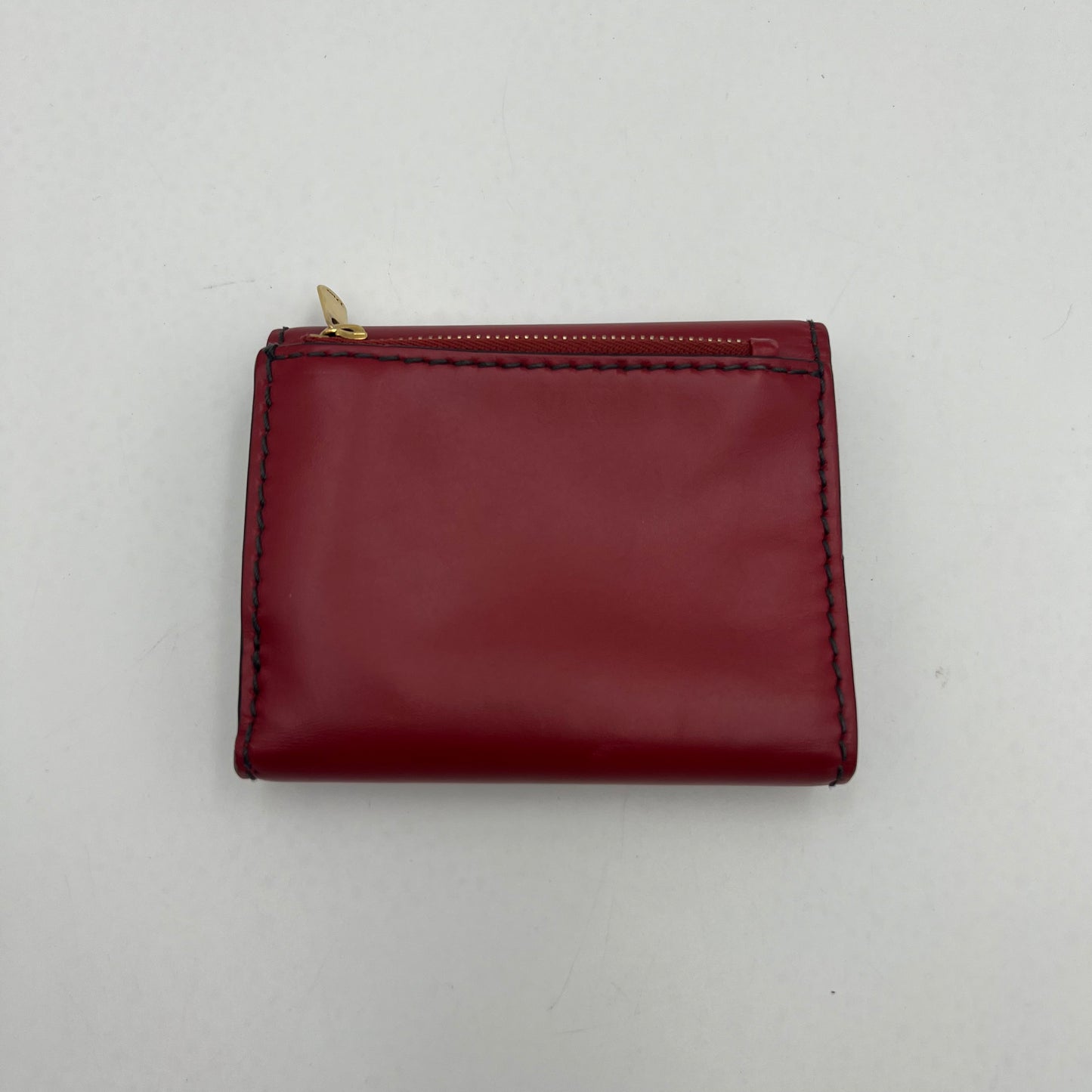 Chirstian Dior Red Leather D-Fence Short Compact Wallet