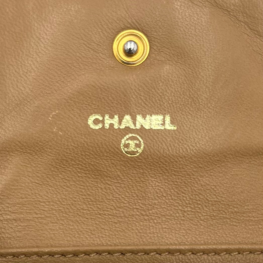 Chanel Beige Caviar CC Compact Wallet
