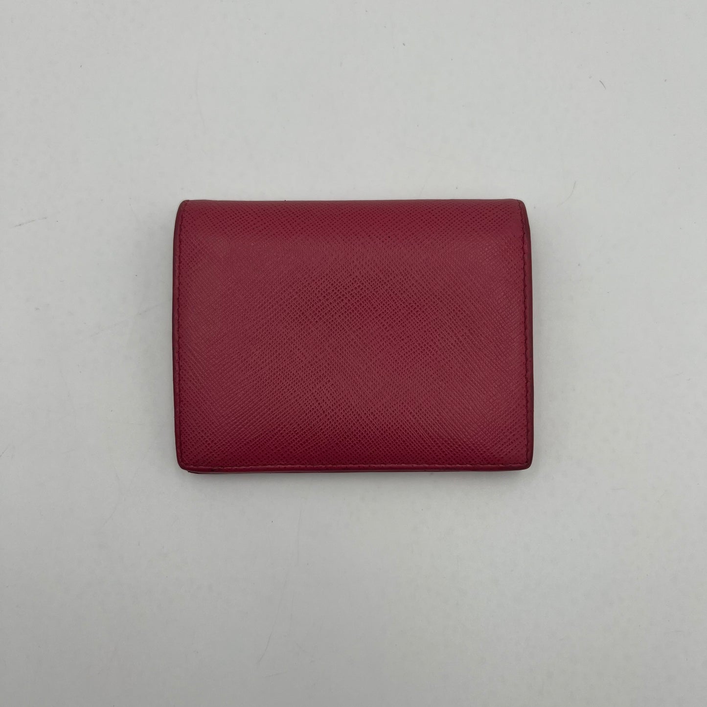 Prada Pink Saffiano Full Flap Bifold Short Wallet GHW