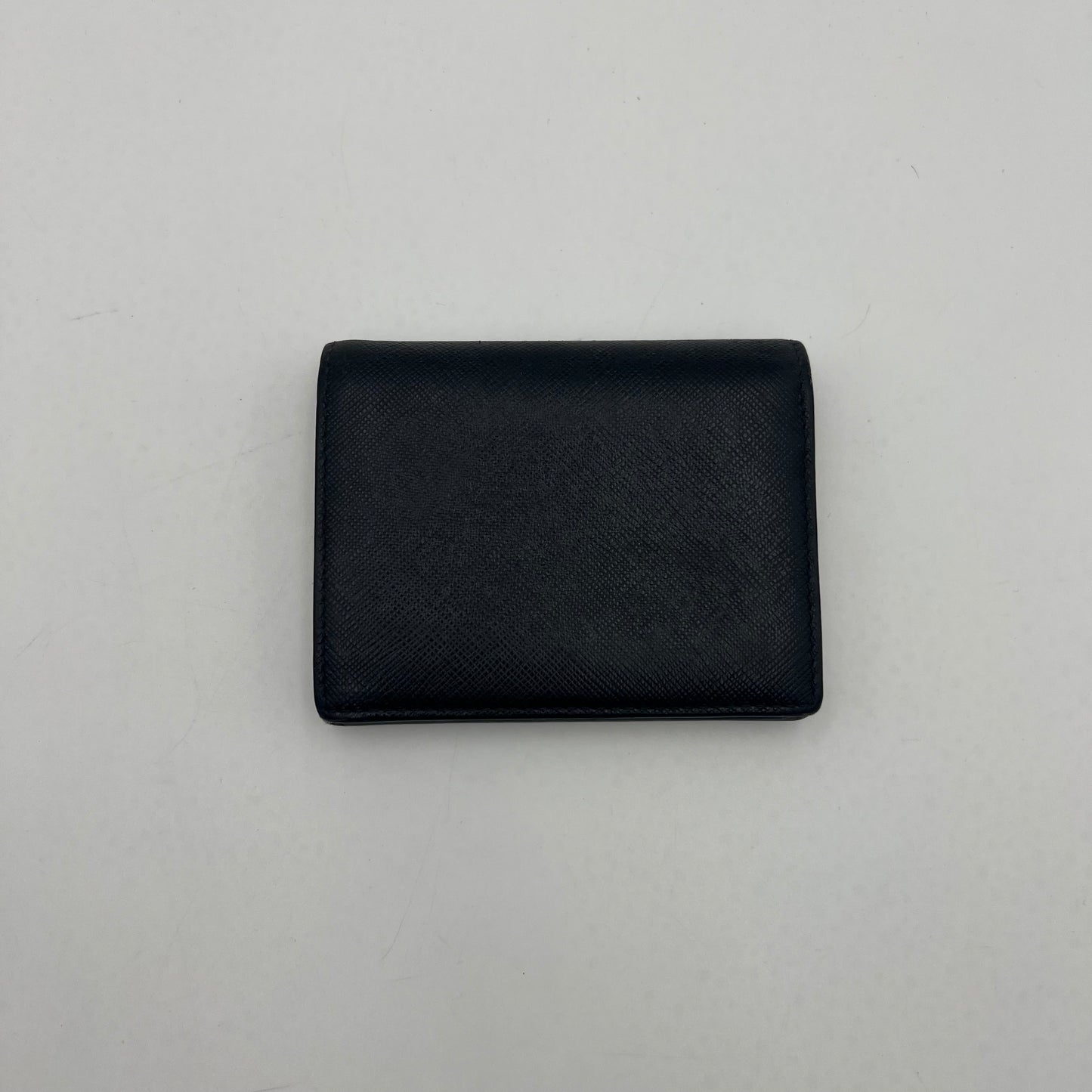 Prada Black Saffiano Beige Lining Bow Bifold Short Wallet