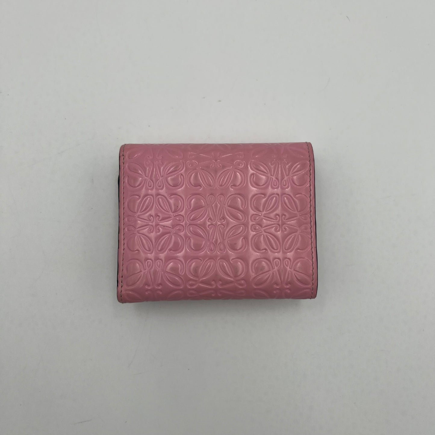 Loewe Pink Anagram Leather Trifold Short Compact Wallet