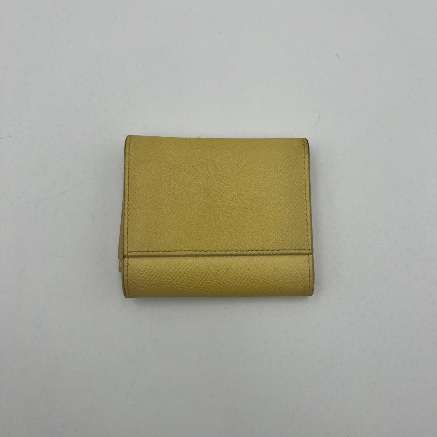 Christian Dior Light Yellow Grained Calfskin 30 Montaigne Lotus Compact Wallet