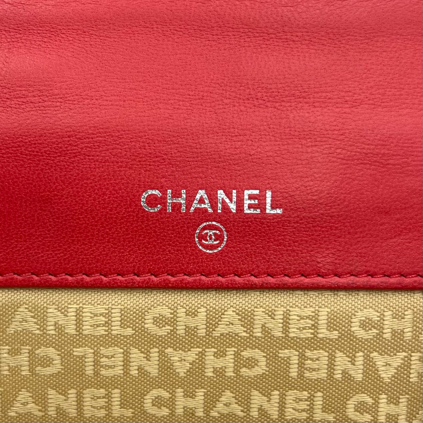 Chanel Red Icon Line Lambskin Bifold Compact Wallet