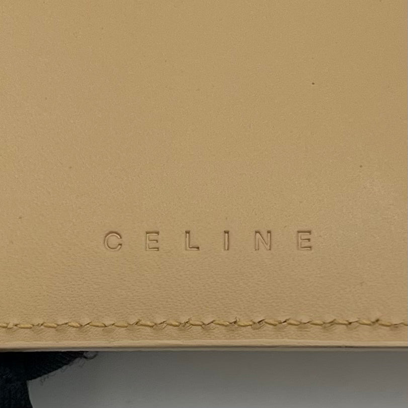 Celine Paris Beige Macadam Logo Short Trifold Compact Wallet