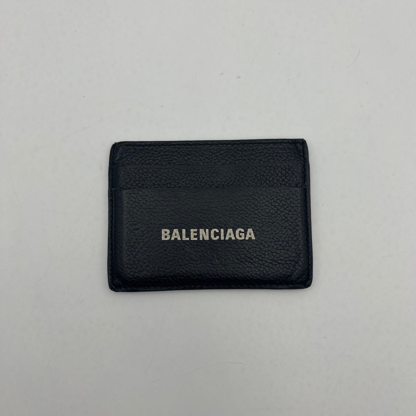 Balenciaga Black Grained Leather Cash Logo-Print Card Holder