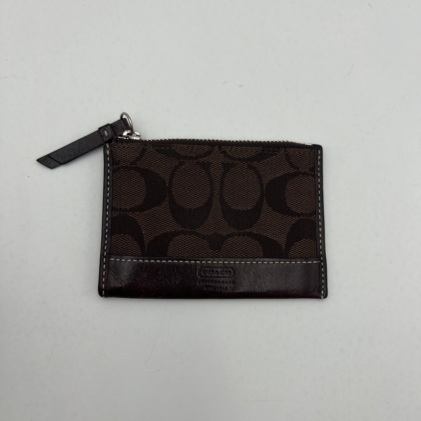 Coach Brown Signature Canvas and Leather Card Holder