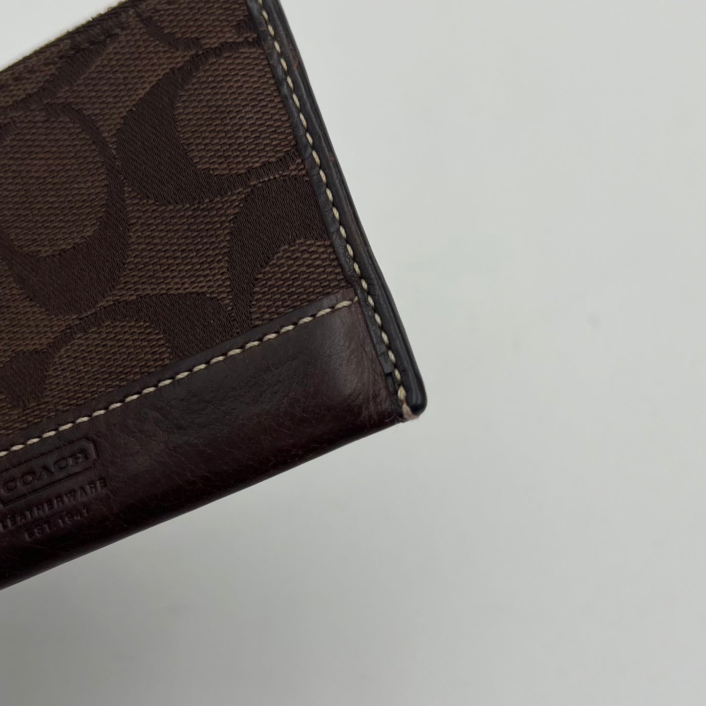 Coach Brown Signature Canvas and Leather Card Holder