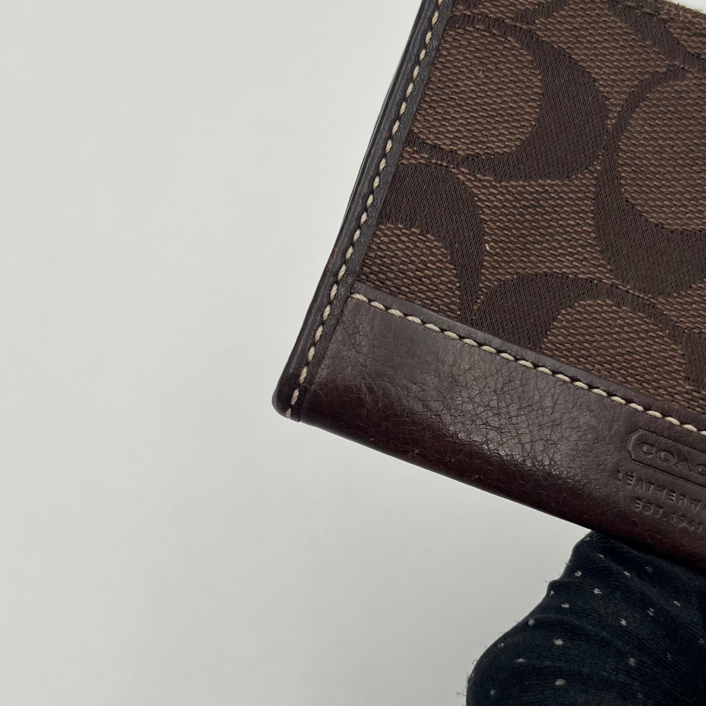 Coach Brown Signature Canvas and Leather Card Holder