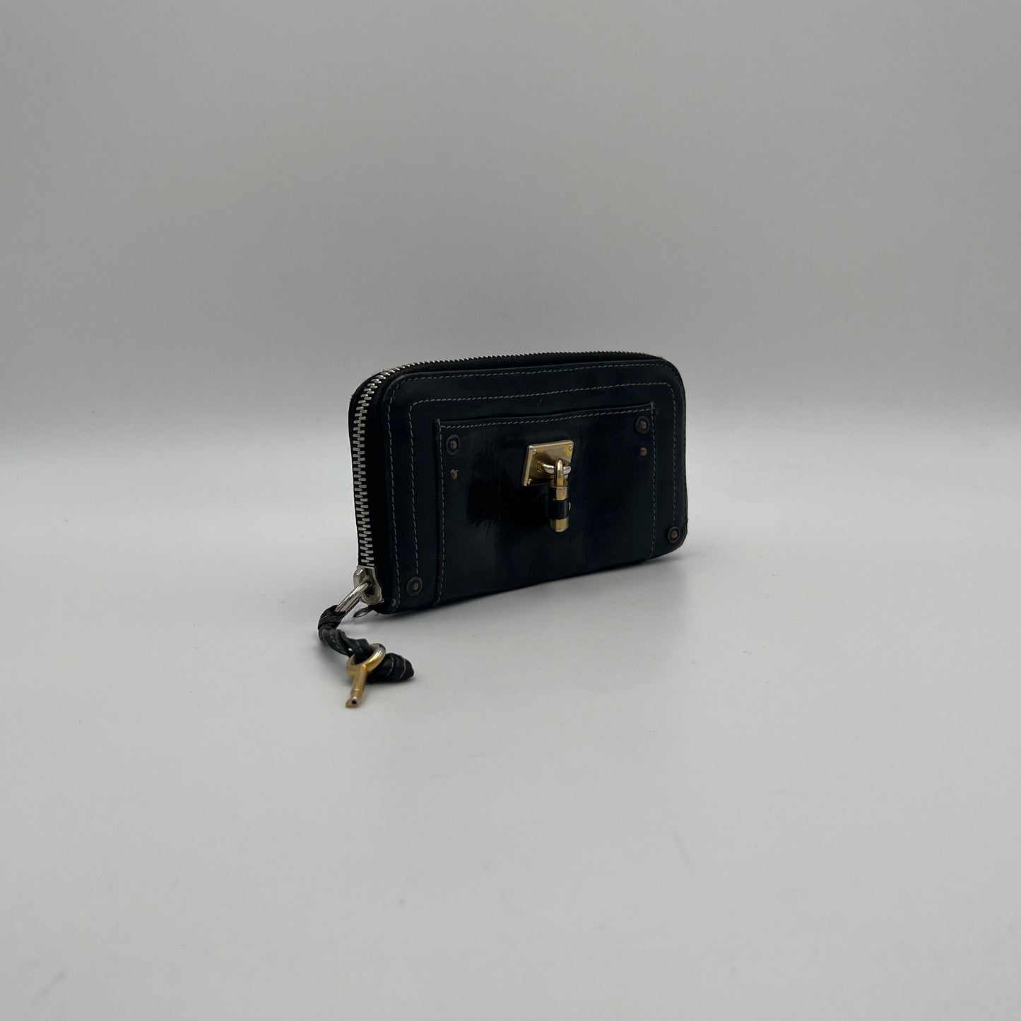 Chloe Black Leather Paddington Zip Around Long Wallet