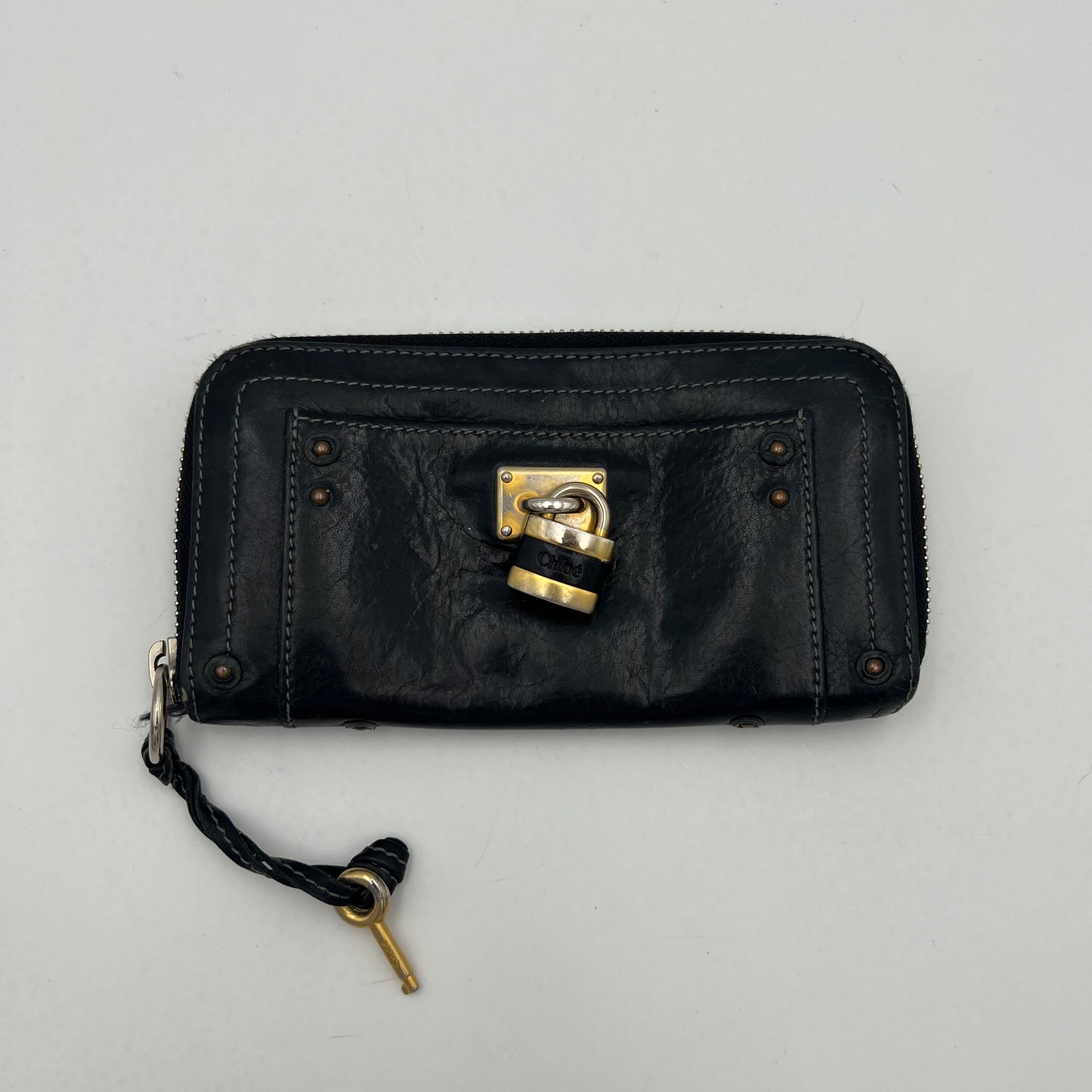Chloe Black Leather Paddington Zip Around Long Wallet