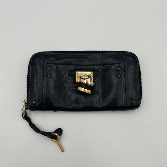 Chloe Black Leather Paddington Zip Around Long Wallet