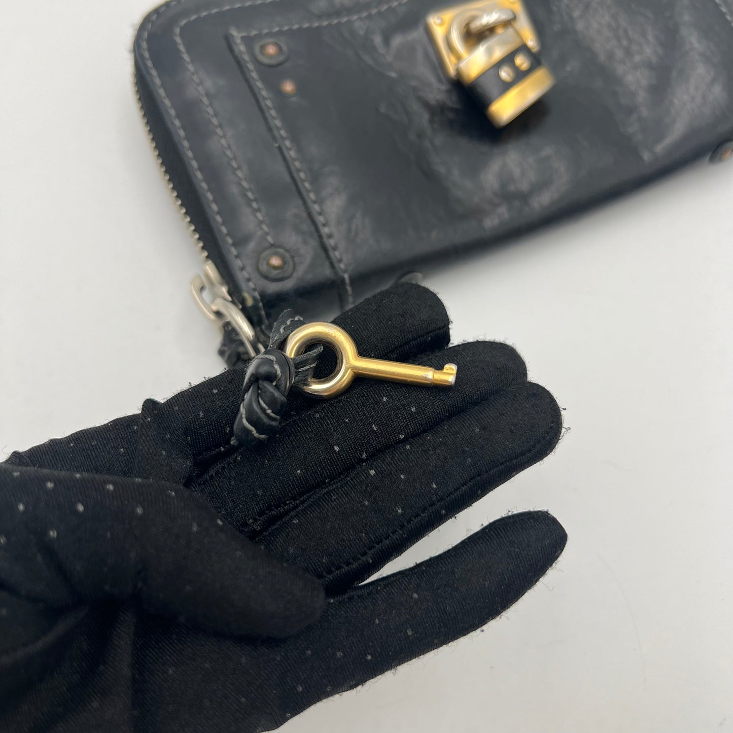 Chloe Black Leather Paddington Zip Around Long Wallet