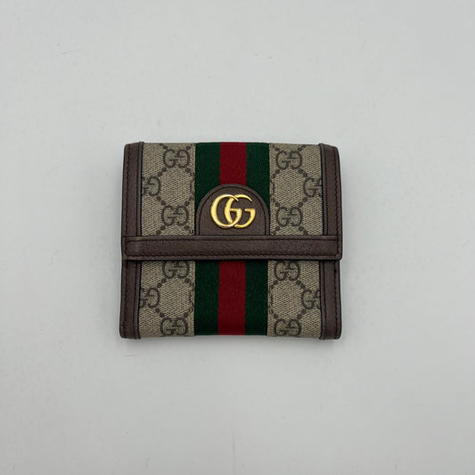 Gucci GG Supreme Ophidia Sherryline French Flap Compact Wallet