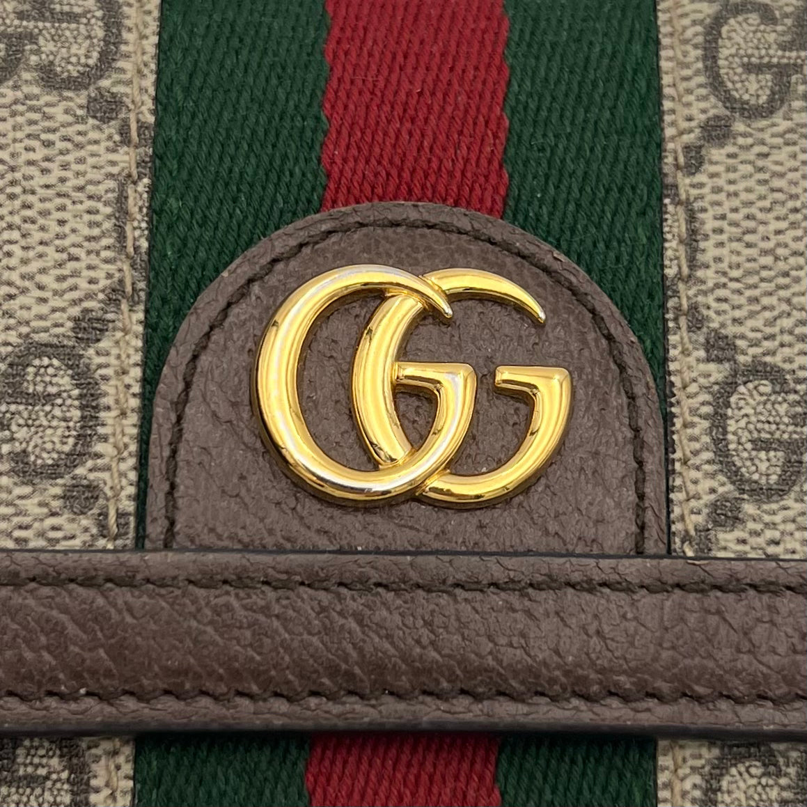 Gucci GG Supreme Ophidia Sherryline French Flap Compact Wallet