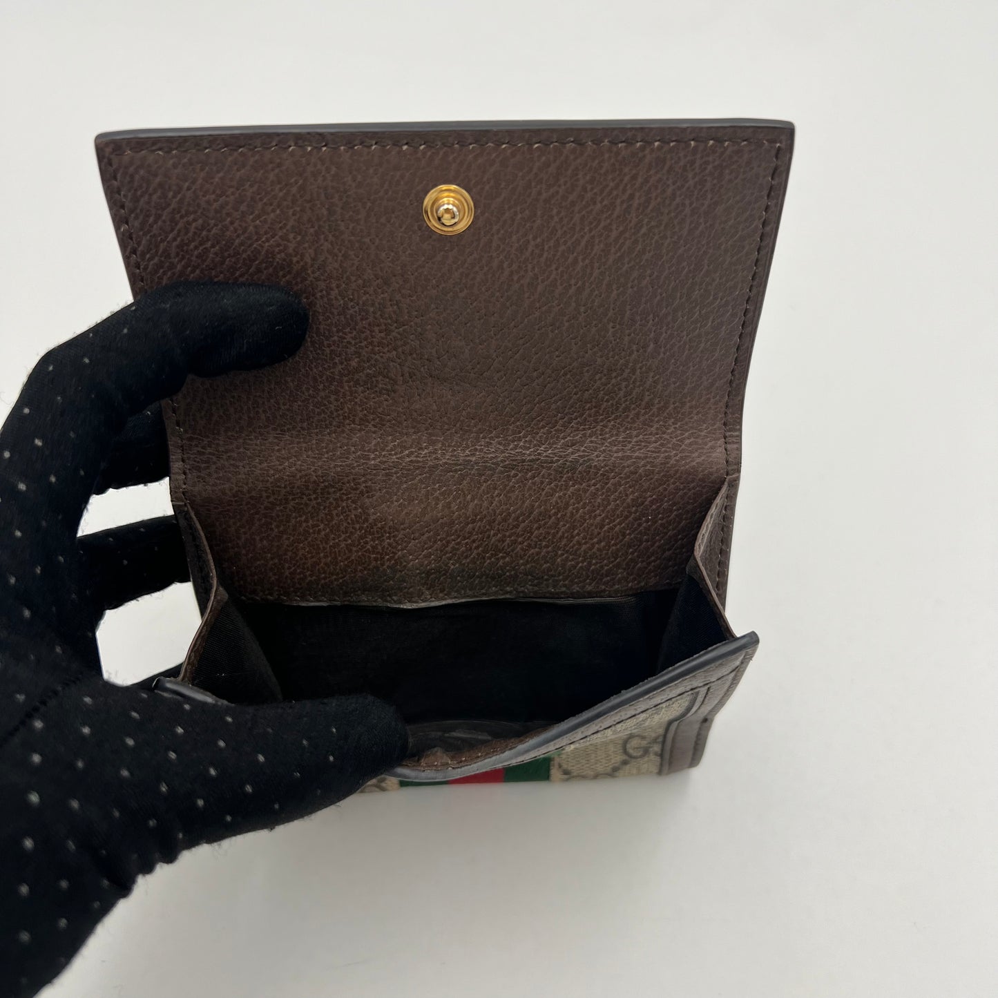 Gucci GG Supreme Ophidia Sherryline French Flap Compact Wallet