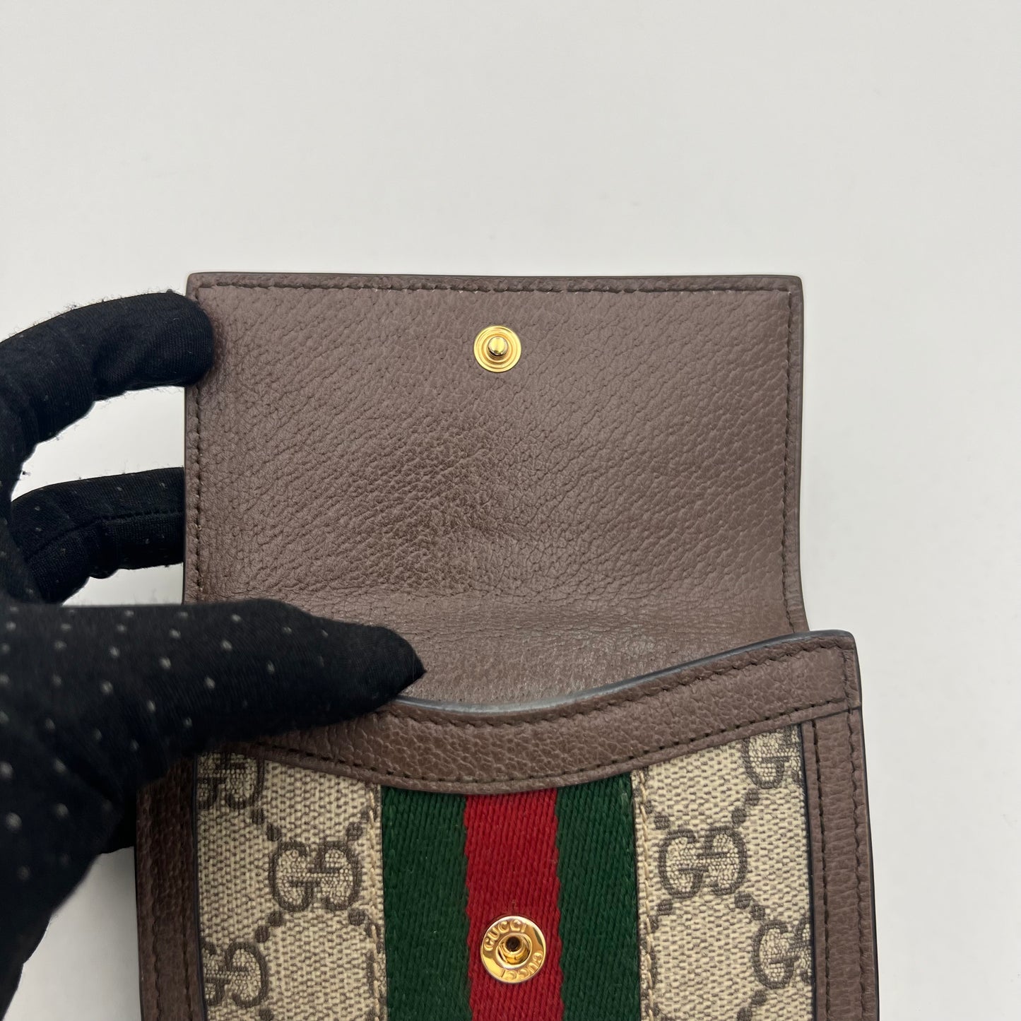 Gucci GG Supreme Ophidia Sherryline French Flap Compact Wallet