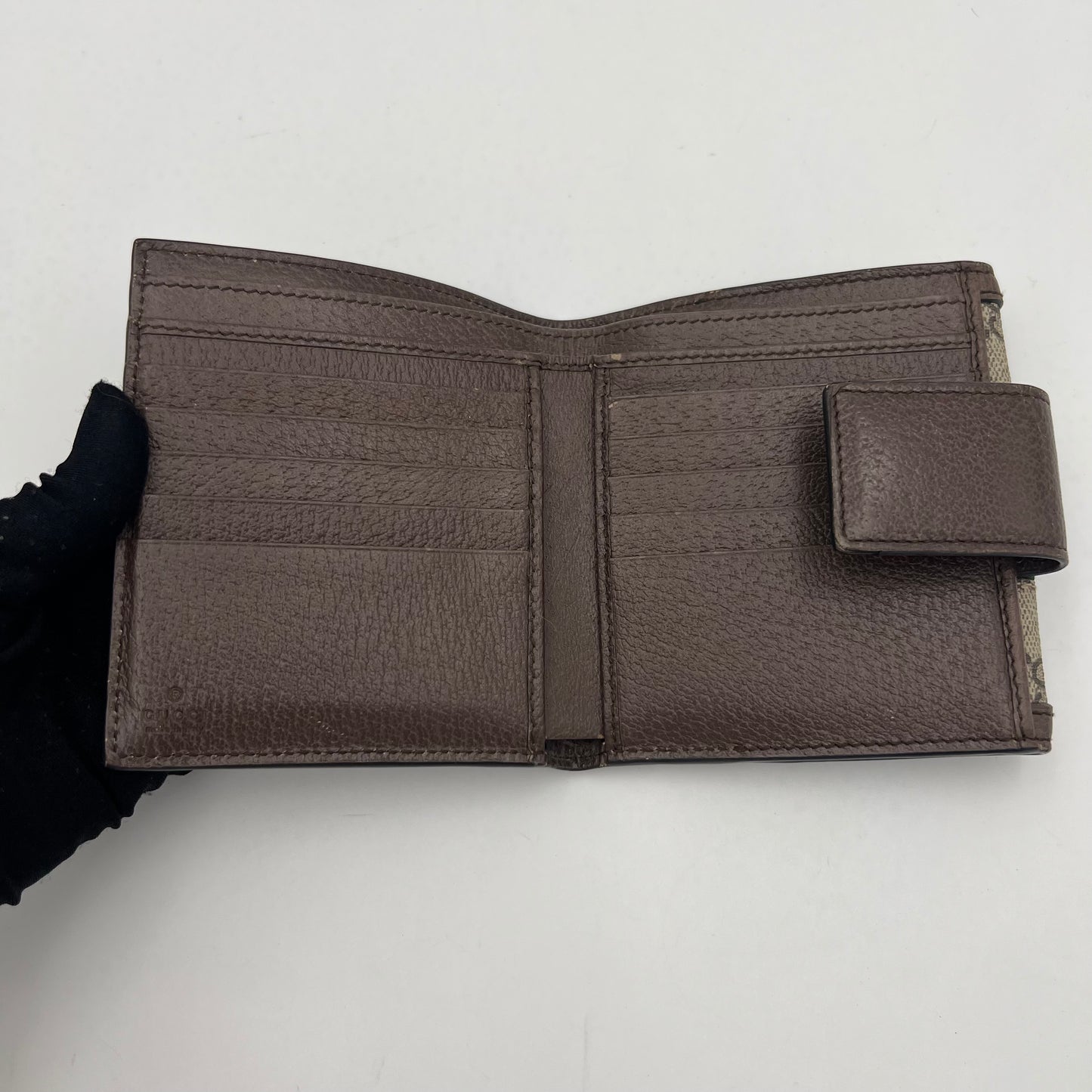 Gucci GG Supreme Ophidia Sherryline French Flap Compact Wallet